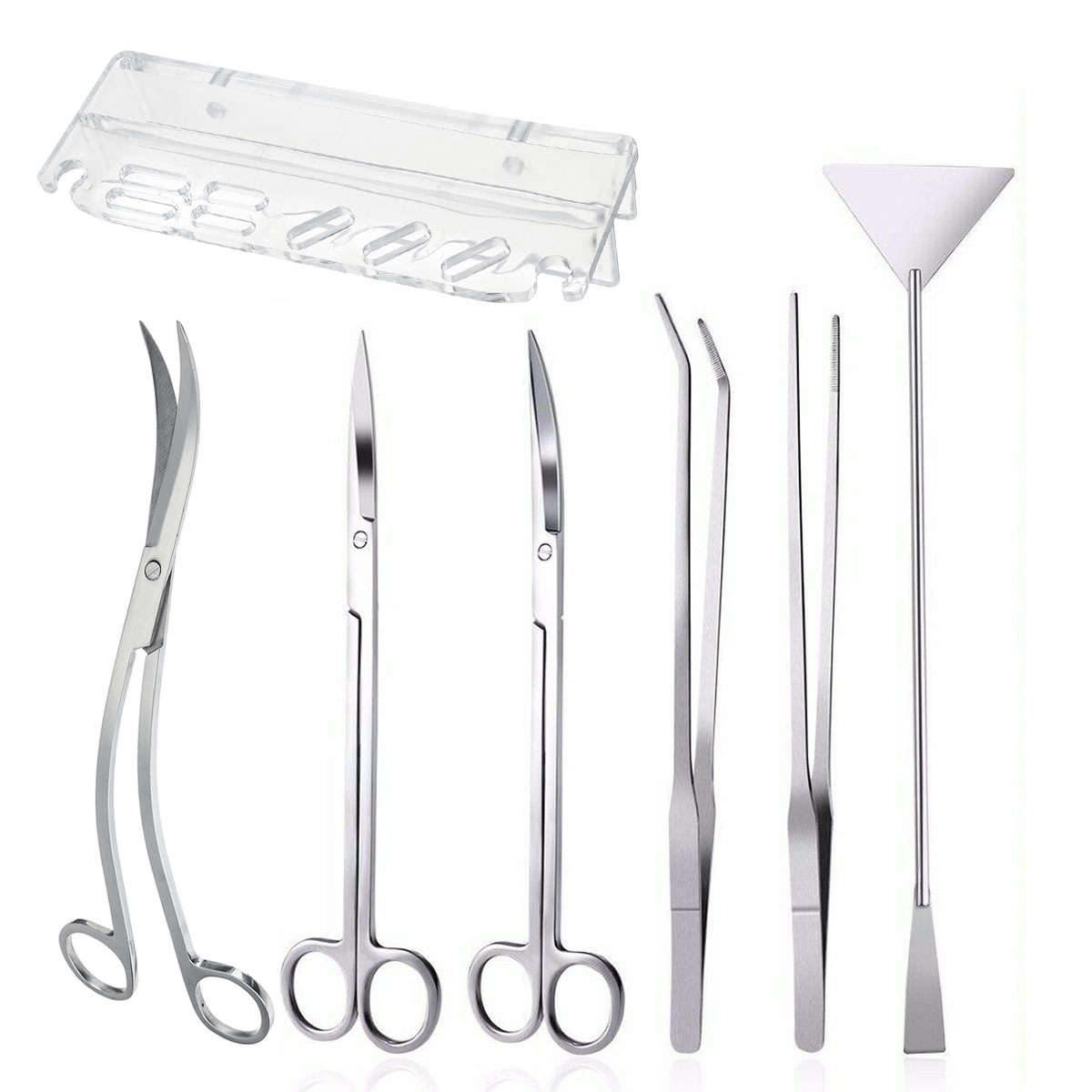 Stainless Steel Aquarium Tools Aquascaping Tank Aquatic Plant Tweezers Scissors (Type E)