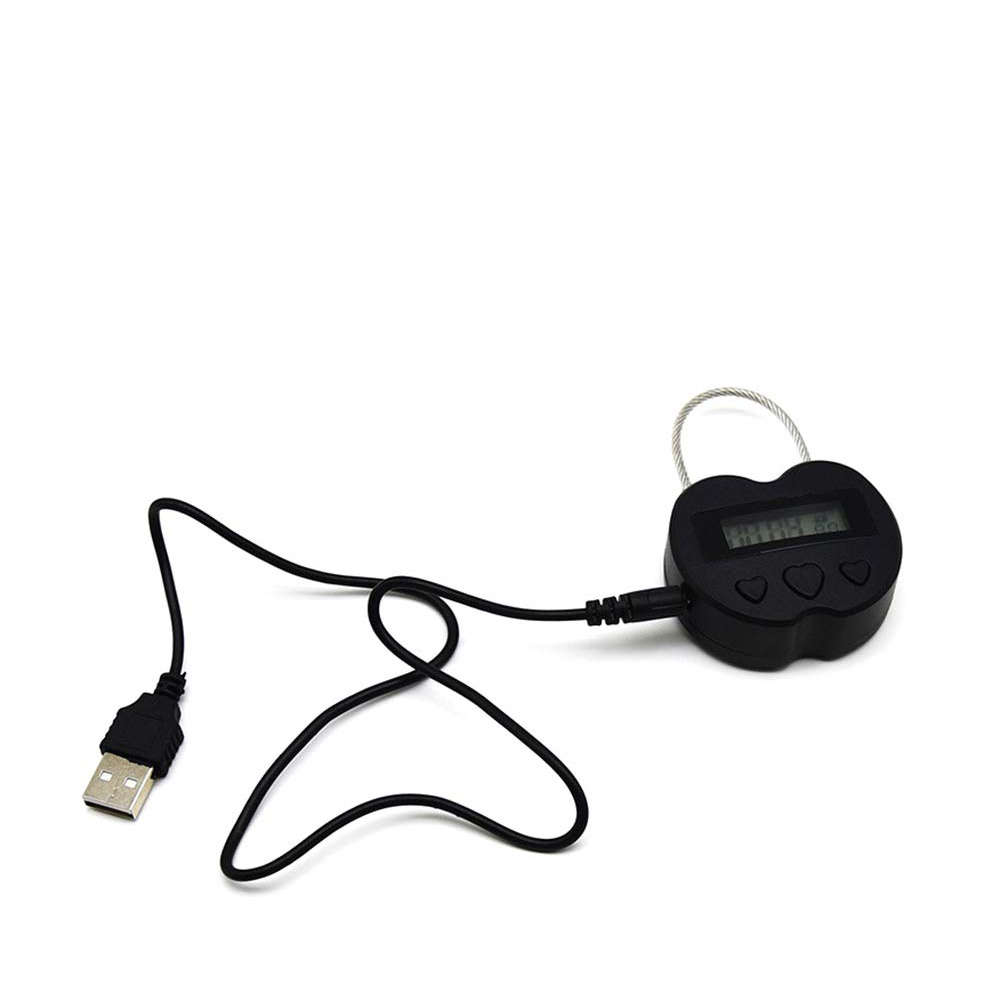 USB Rechargeable Time out Padlock Max Timing Lock Digital Timer Alarming Padlock w/ L (Color1 White)