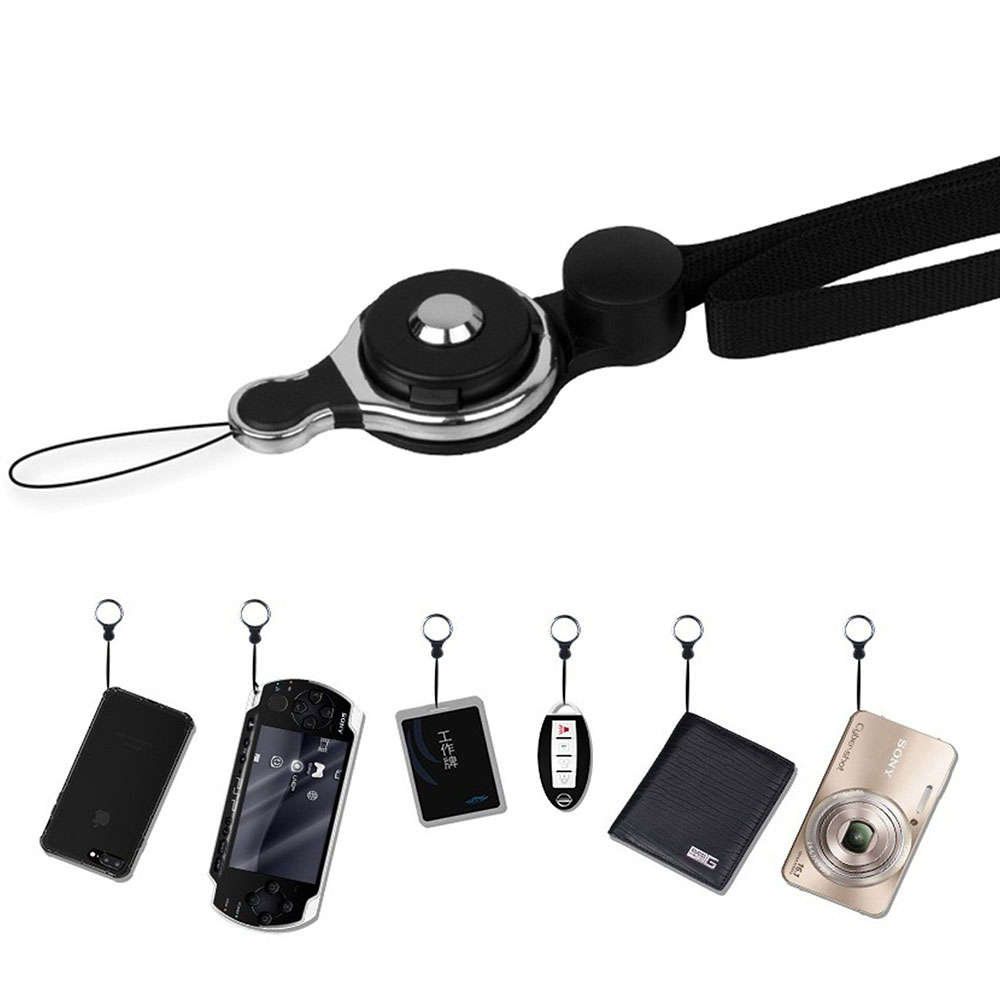 Bakeey 2 in 1 Detachable Universal Phone Ring Holder & Neck Strap Phone Lanyard Work P (Color Black)