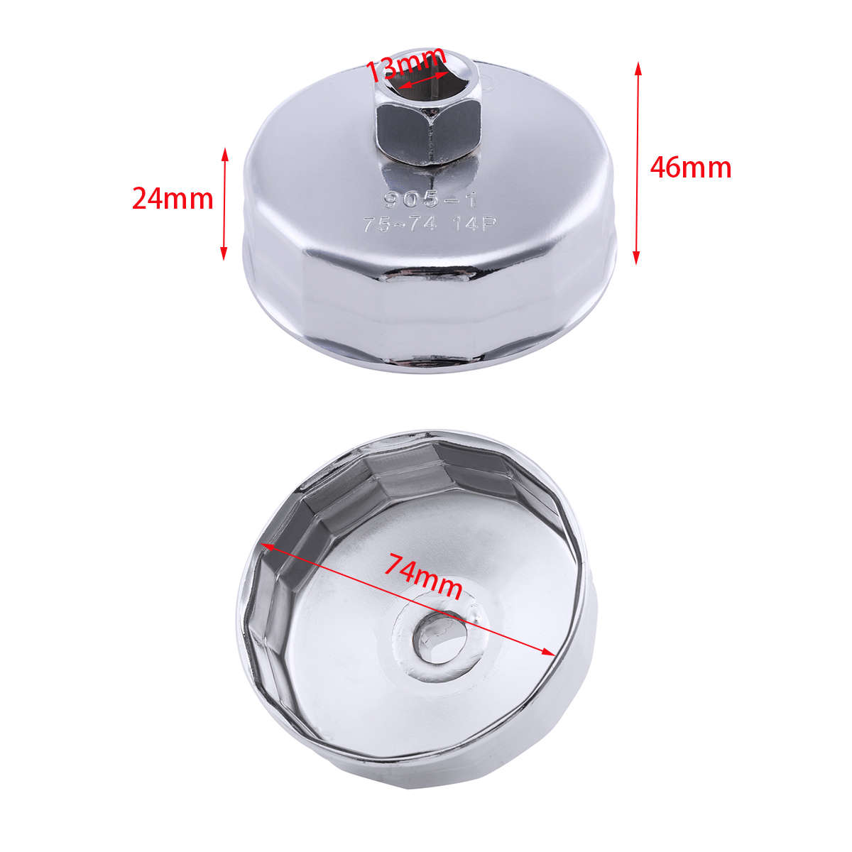 74Mm 14 Flutes Oil Filter Socket Wrench Cup Cap Removal Tool For Audi Toyota Vw