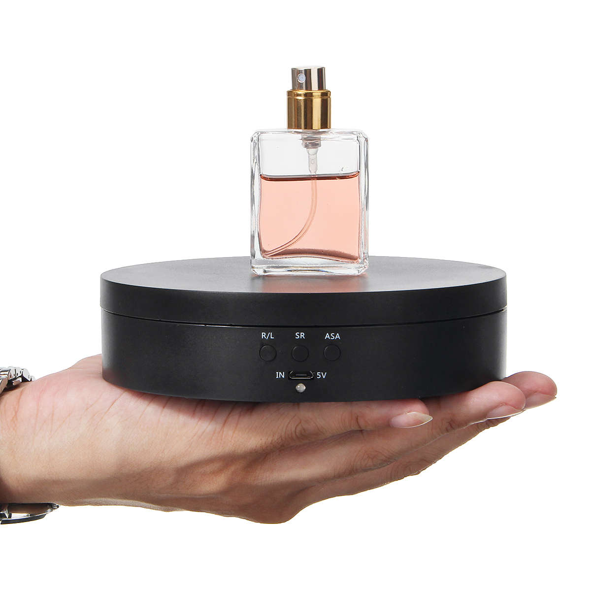 360 Rotating Display Stand Rotary Turntable Jewelry Watch Show Holder Tray Photography (Color Black)