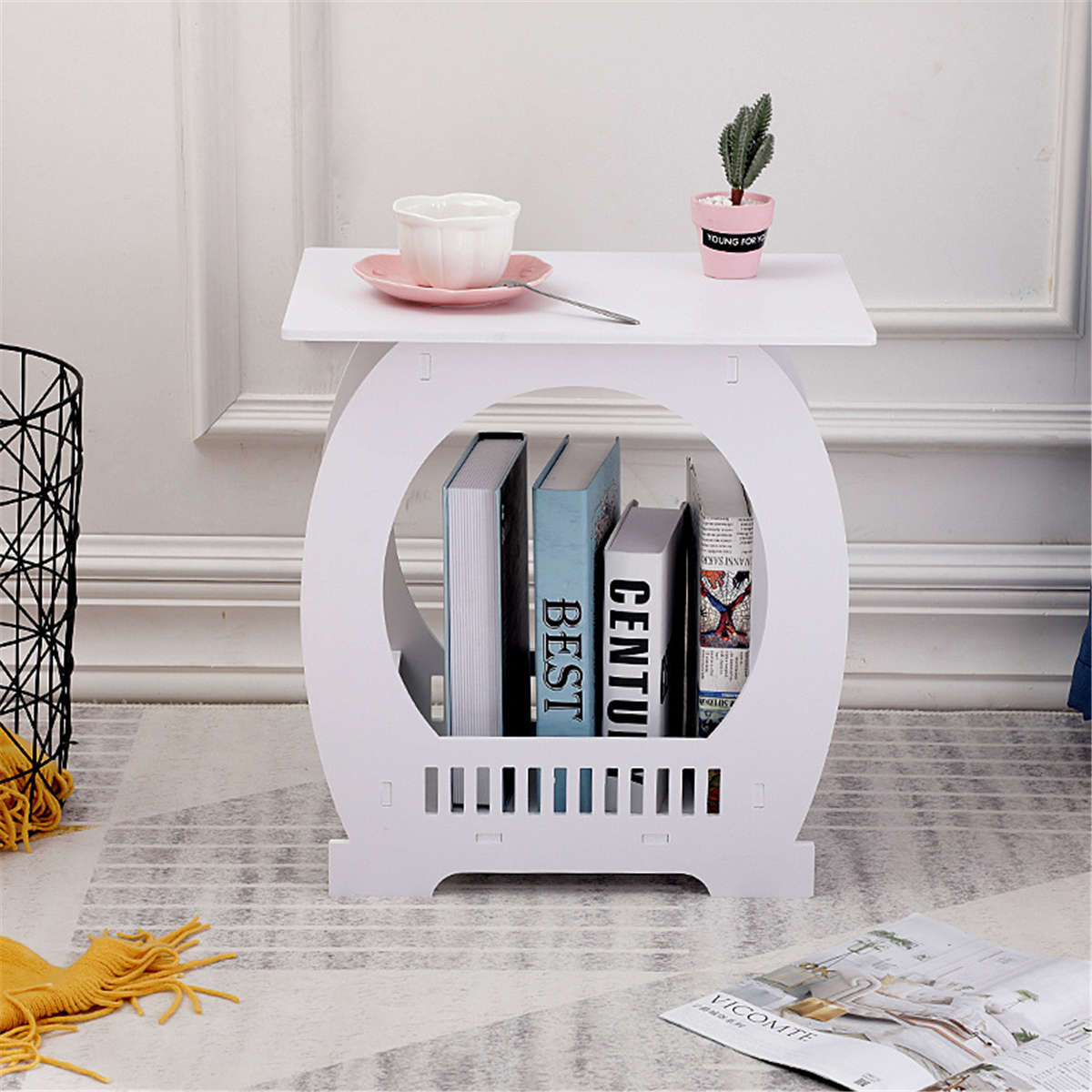 Mini Side Table Coffee Table Bookshelf Sofa Side Shelf Bed Side Table wi