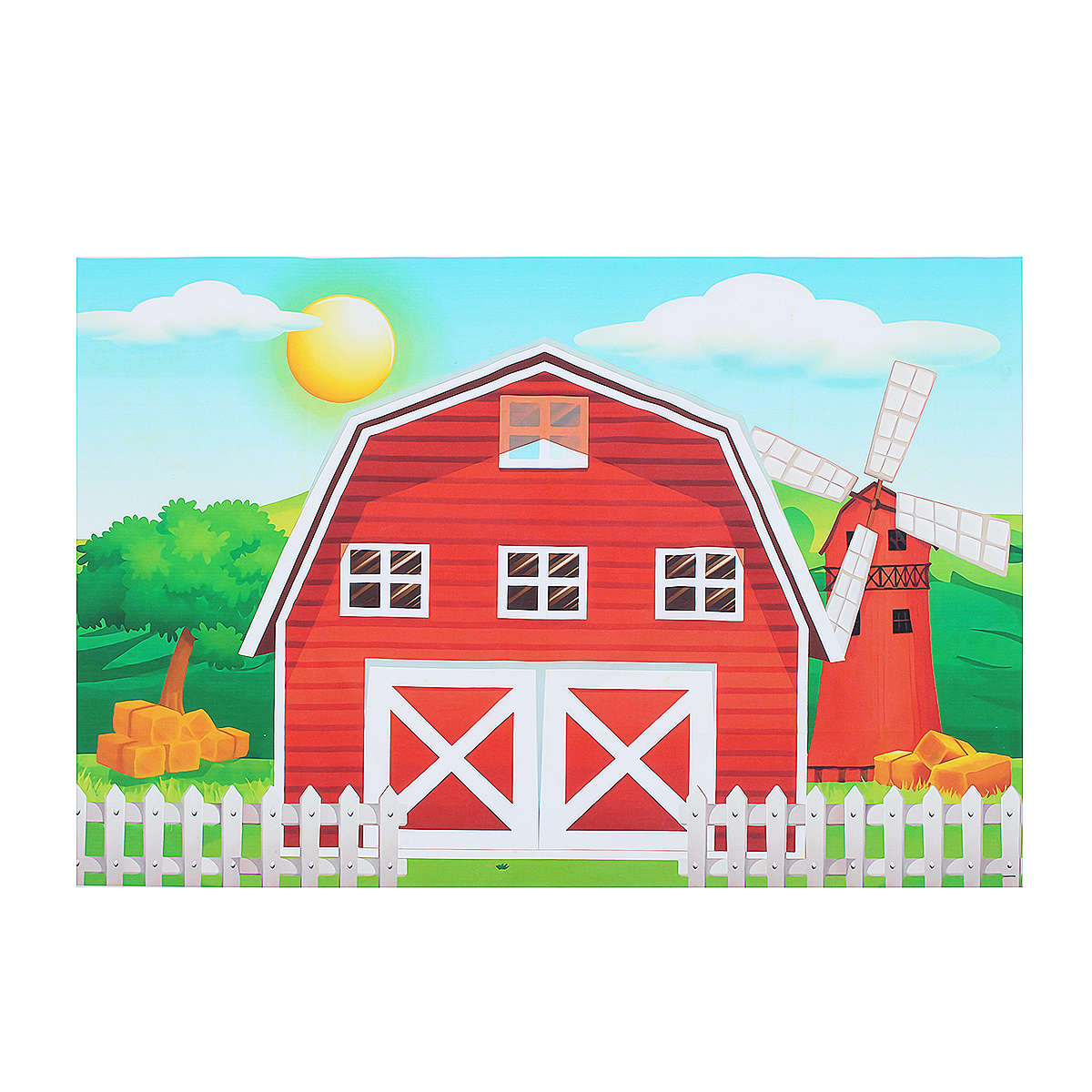 Photography Backgrounds Photo Studio Props Cartoon Red Farm Animals Birthday Party Backdro (SIZE. L)