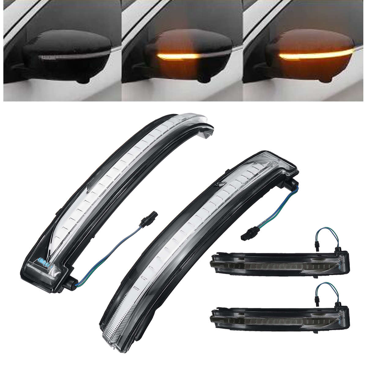 LED Side Wing Mirror Turn Indicator Lights Black/Clear Lens for Nissan Qashqai X-trail Juke Navara P