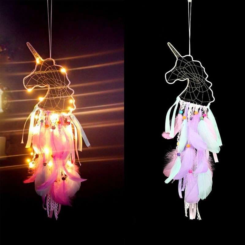 Unicornio Pendant Feather Dream Catcher Indian Crafts Wall Hanging