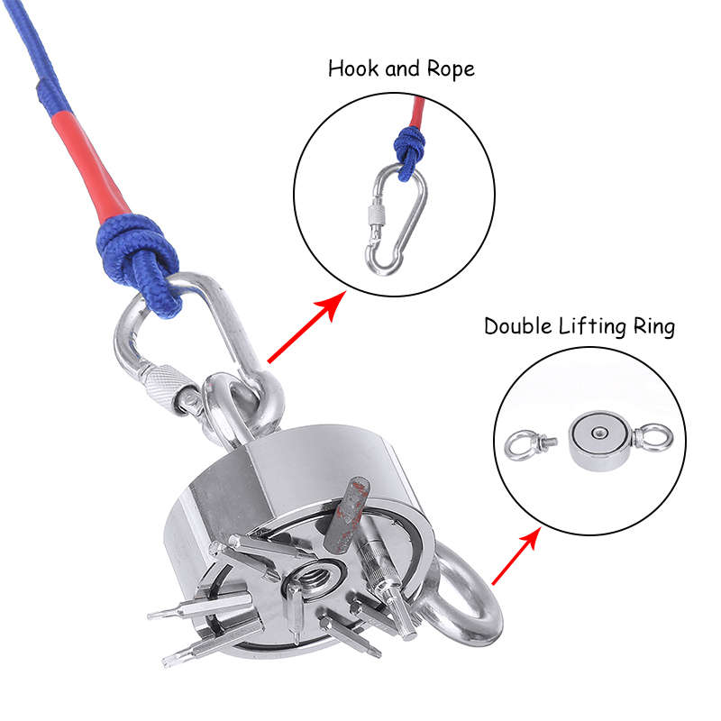 Strong Salvage Magnet Pot Fishing Magnet Deep Sea Magnetic Hook Neodymium Recovery Magne (Size 48mm)