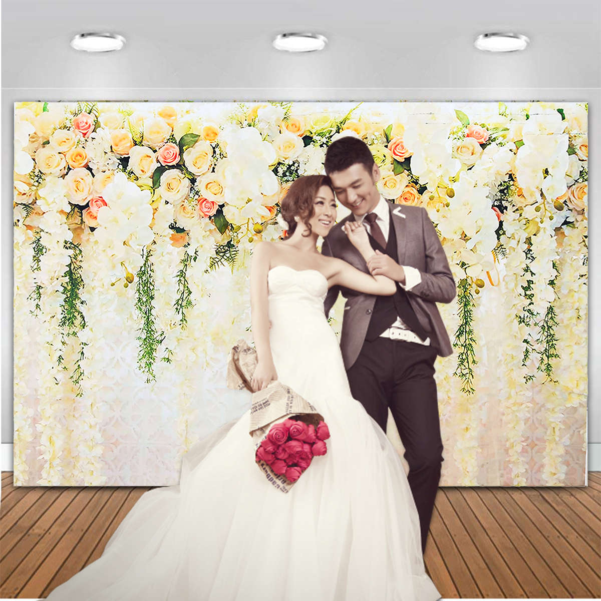 210x150cm Floral Wedding Backdrop Rose Wall Background Bridal Wedding Decorations