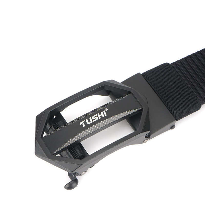 TUSHI 125cm x 3.4cm Zinc Alloy Buckle Punch Free Nylon Belts Men Tactical Belt Casual Belts
