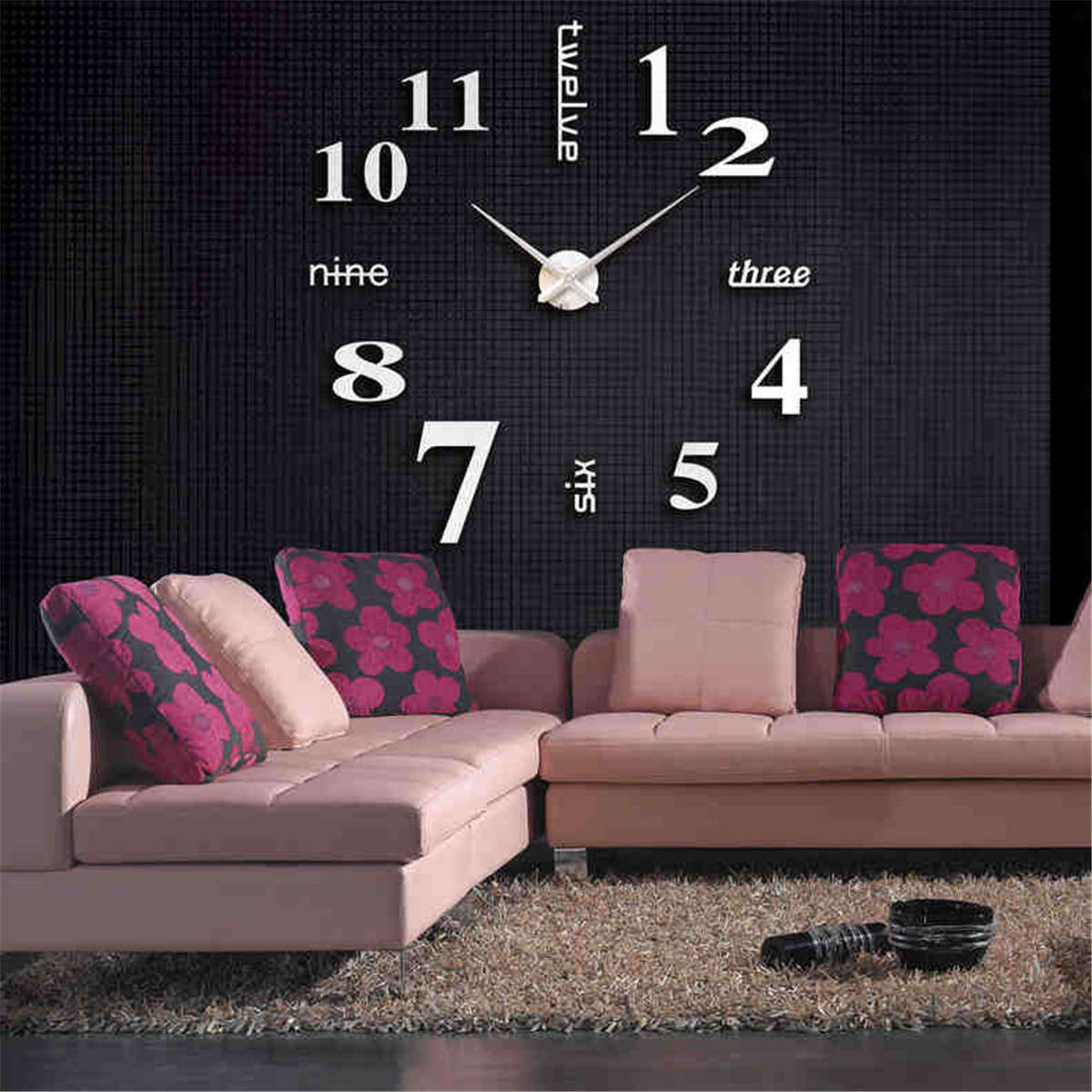 Removable 3D Number DIY Mirror Surface Wall Clock Sticker Modern Home Ar