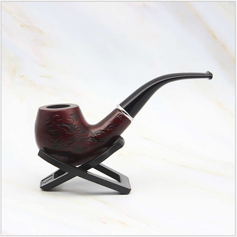 Solid Wooden Classic Smoking Bent Pipes With Beautiful Carve Patterns Tobaccos Pipes...