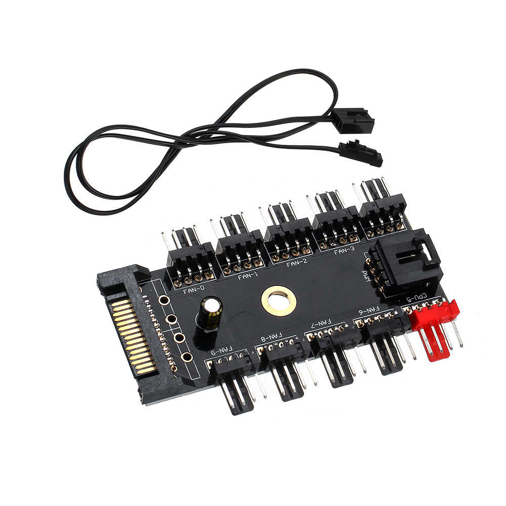 Computer Chassis 4pin Speed Temperature Control Cooling Fan PWM Fan Hub Speed Controller Support 8-w