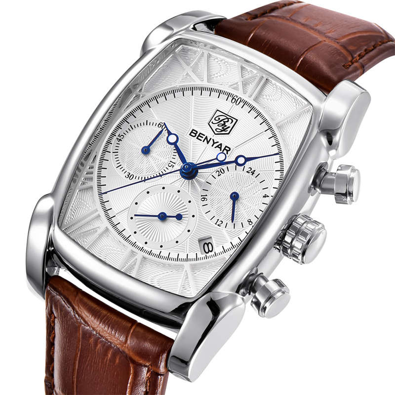 BENYAR 5113M Business Men Watch 3ATM Waterproof Date Display Leather Strap Quartz Watch