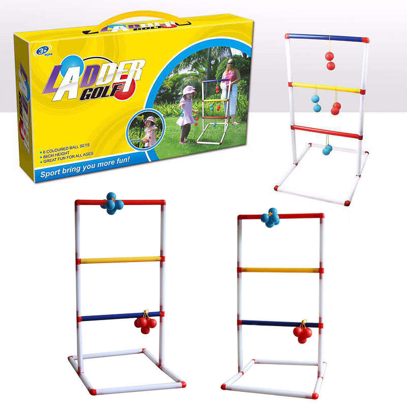Light-Up Ladder Ball Toss Set with 8 Balls Outdoor Backyard Lawn Toss Toys
