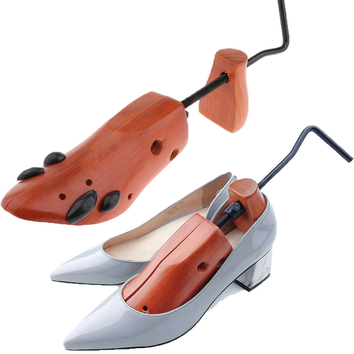 S/M/L Wooden Shoes Stretcher Expander Shoe Timber Unisex Bunion Plugs 2-Way Expansion Bo...-(Size L)