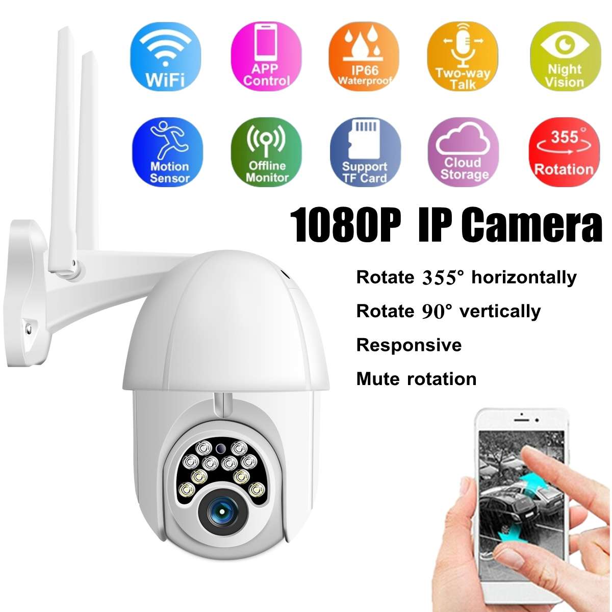 1080P WIFI IP Camera 10 LED Camera HD Outdoor Waterproof Wifi Smart