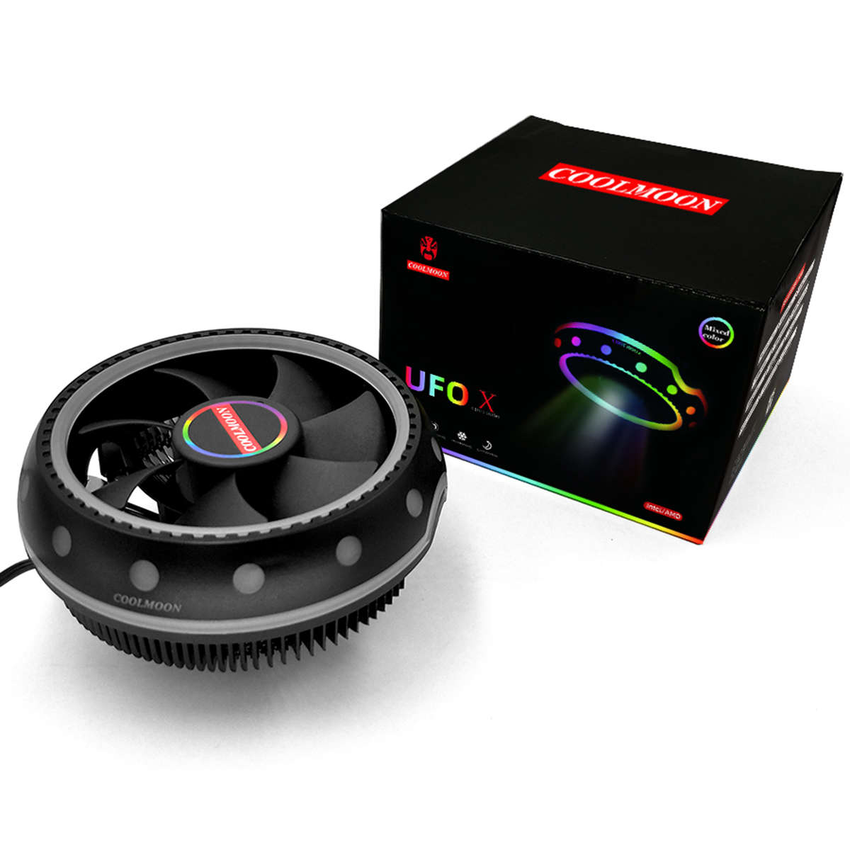 UFO PC CPU Cooler Quiet RGB LED Cooling Fan Radiator for Intel LGA 115X 775 AMD