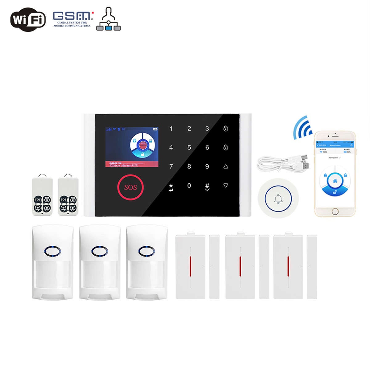 Home WIFI GSM GPRS Home Security Alarm System Auto Dialing + PIR Sensor (Type B)