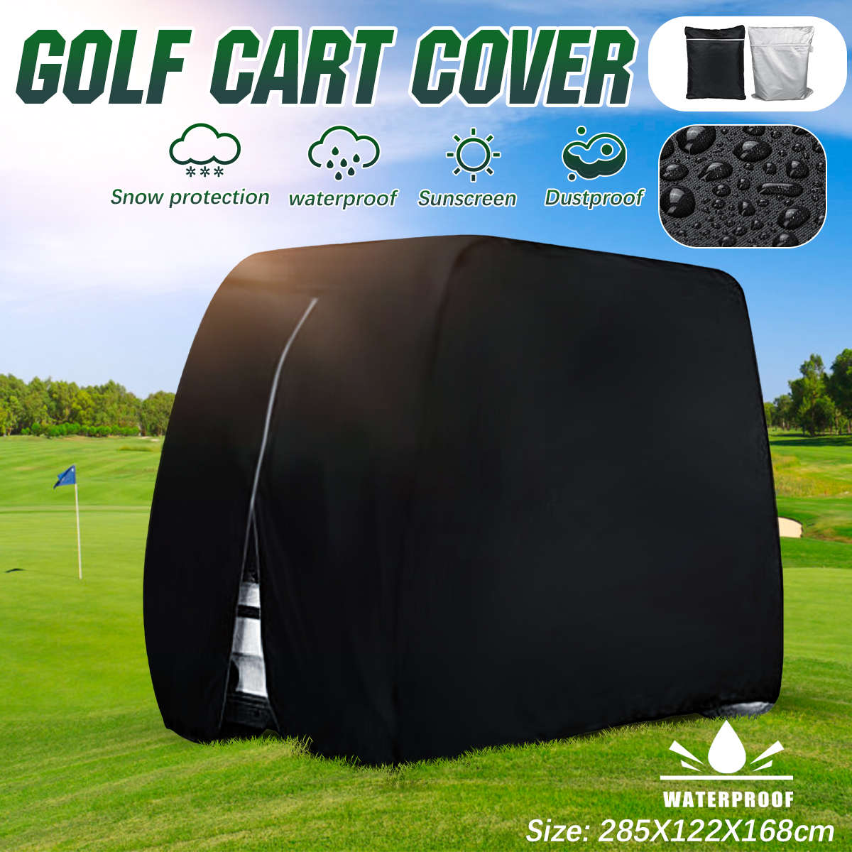 Waterproof Oxford Cloth PVC Golf Car Cart Dust Cover Rain Snow  : Perfect Timing