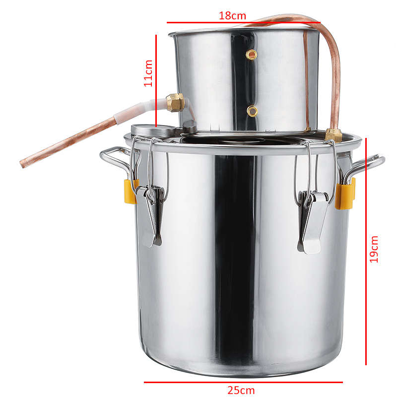 3GAL/12L Distiller Copper Moonshine Ethanol Alcohol Water Distiller Still Stainless Boiler