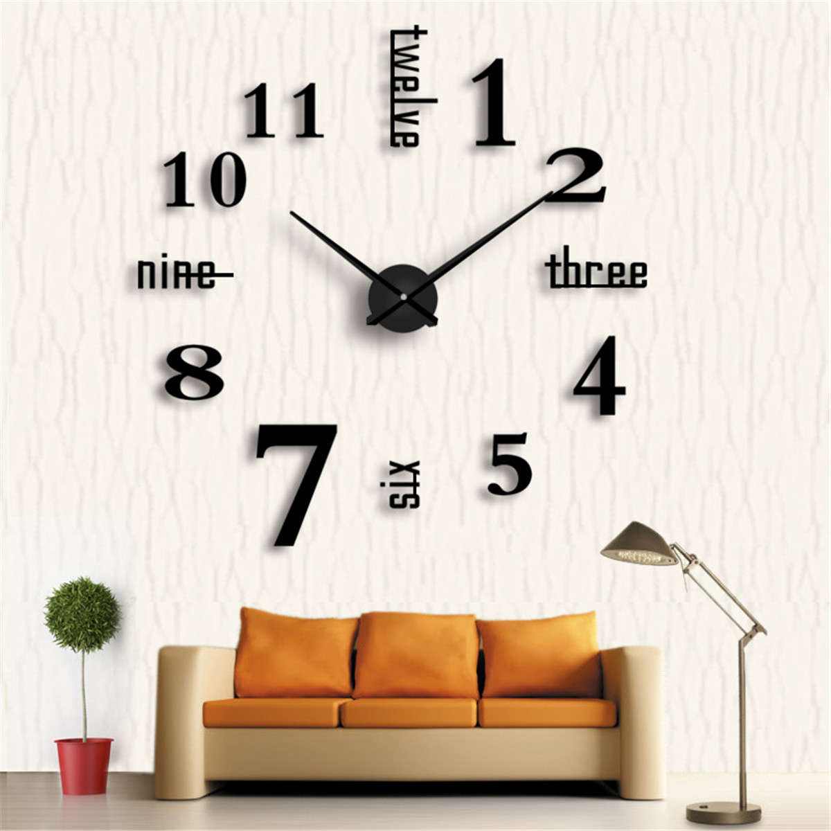 Removable 3D Number DIY Mirror Surface Wall Clock Sticker Modern Home Ar