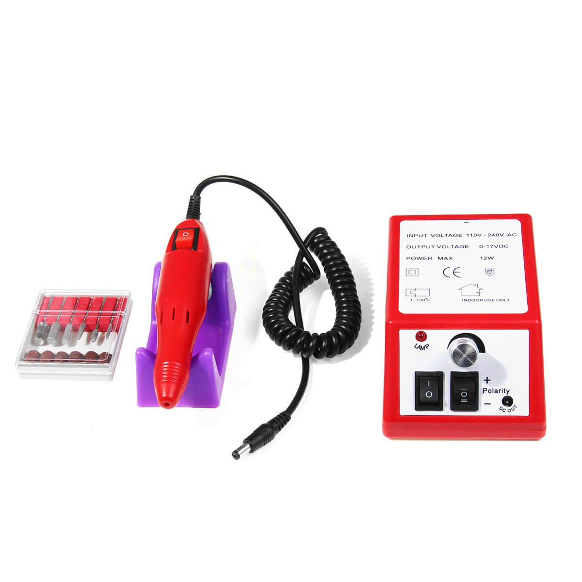 Profession Manicure Pedicure Electric Drill File Nail Art Pen Machine Tool Kit (Color1 Purple)