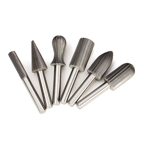 Drillpro 6pcs 6mm Shank Tungsten Steel Rotary File Cutter Engraving Grinding Bit For Rotary Tools