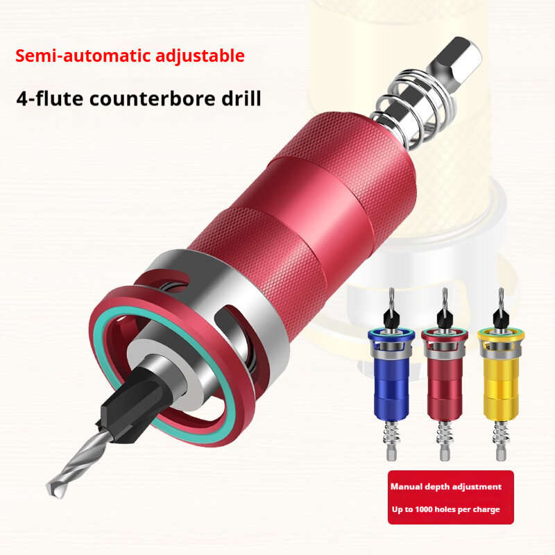 Yellow - Multifunctional Countersink Drill Bits Adjustable Depth Aluminum Limit Ring High Precision