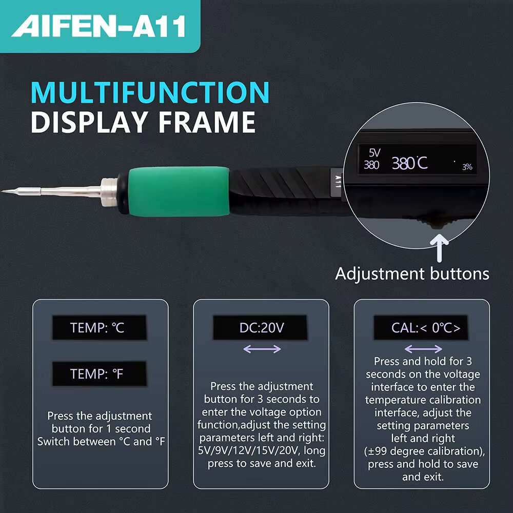 #B - AIFEN A11 USB Portable Soldering Station 100-450C Adjustable Temperature Type-C Interface Compa