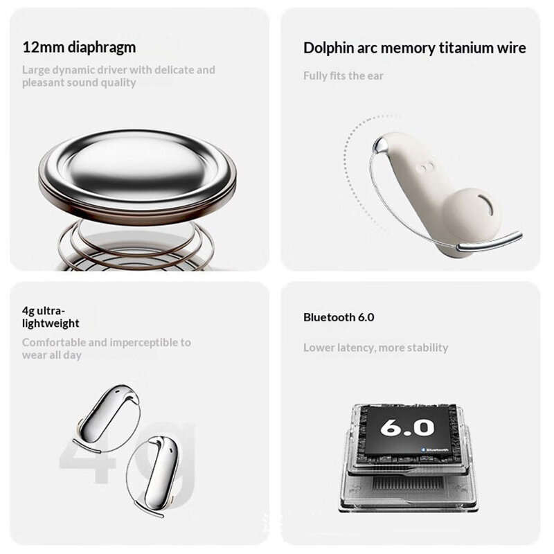 Beige - Burmester R6 AI Smart Headset Wireless bluetooth 6.0 Earphone 12mm Composite Diaphragm Flexi