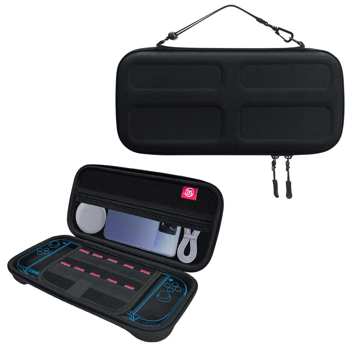 Black - JYS JYS-NS2282 Switch2 Carrying Case EVA Shockproof Water-Resistant 10 Game Card Slots 1680D