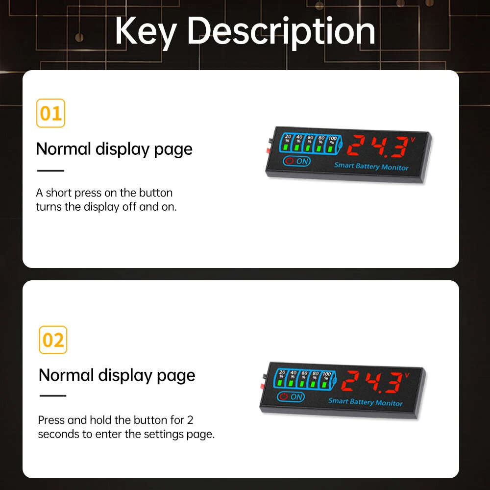White - 3S-14S DC7-55V Battery Level Indicator 12V 24V 36V 48V 18650 Lipo Lithium Battery Capacity B