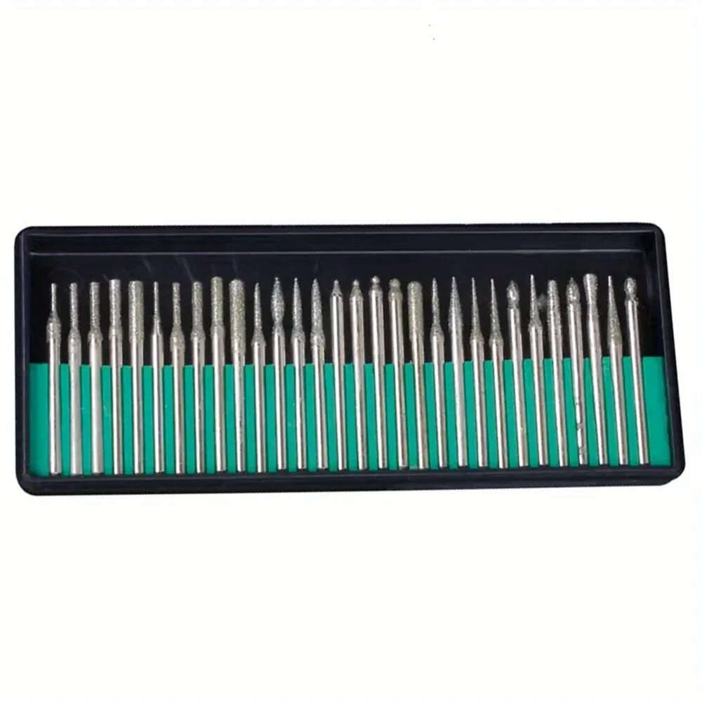 3mm Shank - 30PCS Diamond Burr Bits Set Rotary Tools 3mm or 2.35mm Shank Metal Woodworking Carving S