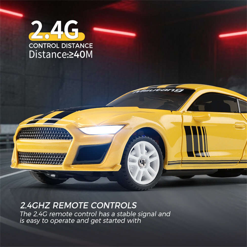 Yellow - Wltoys K4308 RTR 1/43 2.4G 4WD Mini Drift RC Car with Gyro Self-Stabilizing Function LED Li