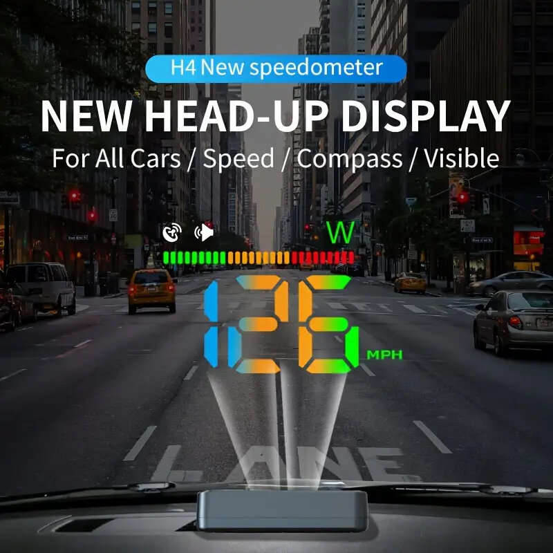 Black - Car HUD Head-up Display GPS Multi-function Speedometer HD Instrument Display Over-speed Warn