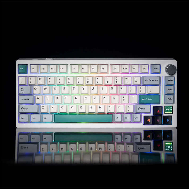 ISO DE Layout - Upgrade GAMAKAY TK75 SOCD Mechanical Keyboard with 0.85-inch LCD Display Tri-mode AR