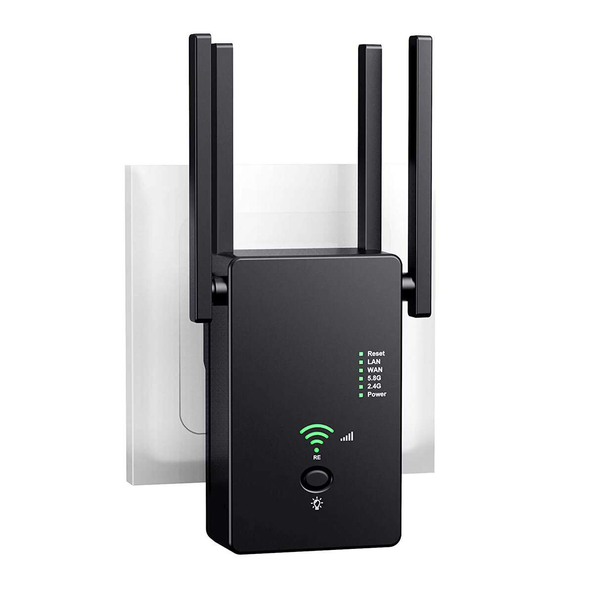 Black - 1200M Dual Band Wireless AP Repeater 2.4GHz 5.8GHz Router Range Extender WiFi Amplifier Sign