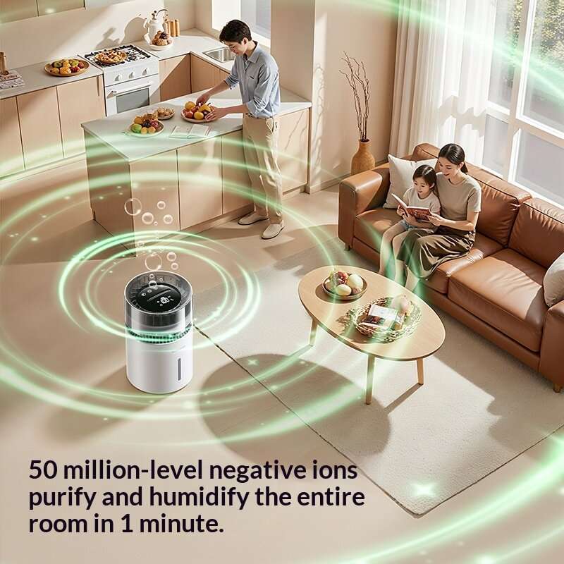 Black - Tevorex K50 Smart Fogless Humidifier with Night Light, LED Touch Screen, 5L Large Capacity,
