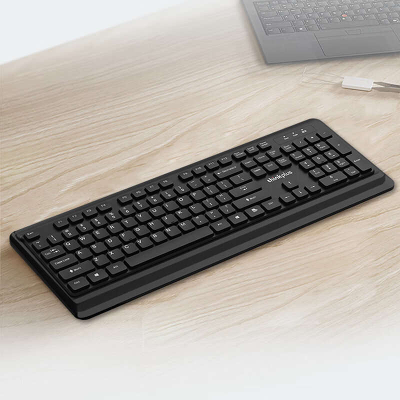 Black - LENOVO ThinkPlus KM210 Pro 2.4GHz Wireless Keyboard and Mouse Set 104-keys Keyboard 800-1600