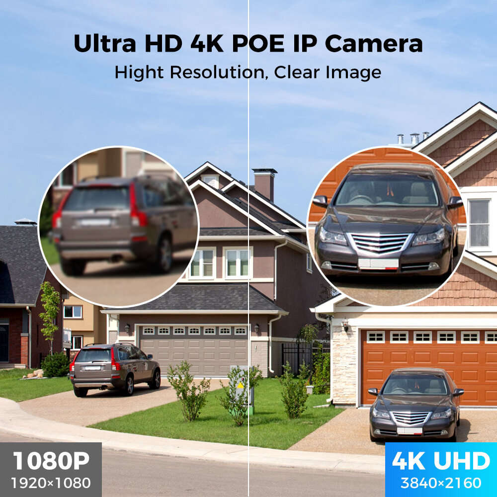 2Pcs - 1/2Pcs Hiseeu 4K 8MP PoE IP Camera Outdoors Night Vision Motion Detection Two-way Intercom H.