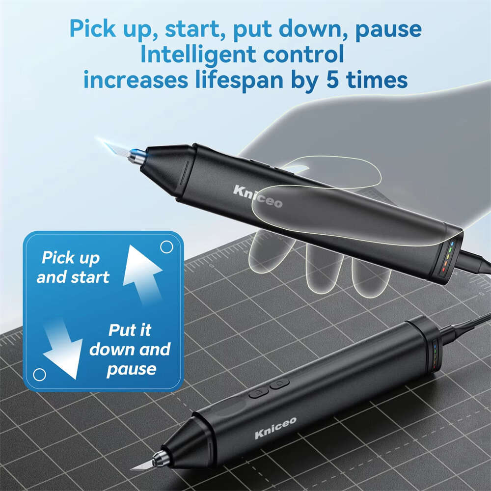 EU Plug - Kniceo Lite1 40kHz Ultrasonic Cutting Knife Cutter 30W Portable Adjustable Type-C Powered