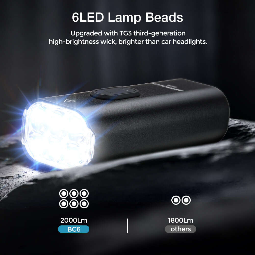 Headlight + Taillight - Astrolux BC6 2000Lm Super Bright Bike Headlights 6 LED Large Beads 4800mAh B