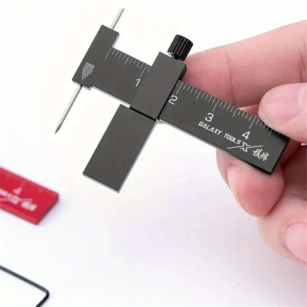 Black - Isometric Parallel Marker Adjustable T-square Mini Carving Ruler Aluminum Alloy SKH-51 Steel