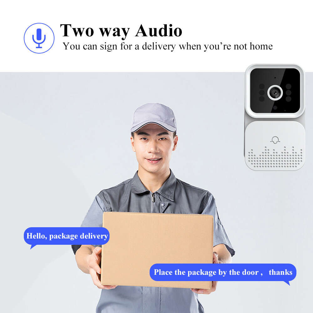 Smart Visual Doorbell Outdoor WiFi Camera Intelligent IR Night Vision Two-way Audio Remote APP Viewi