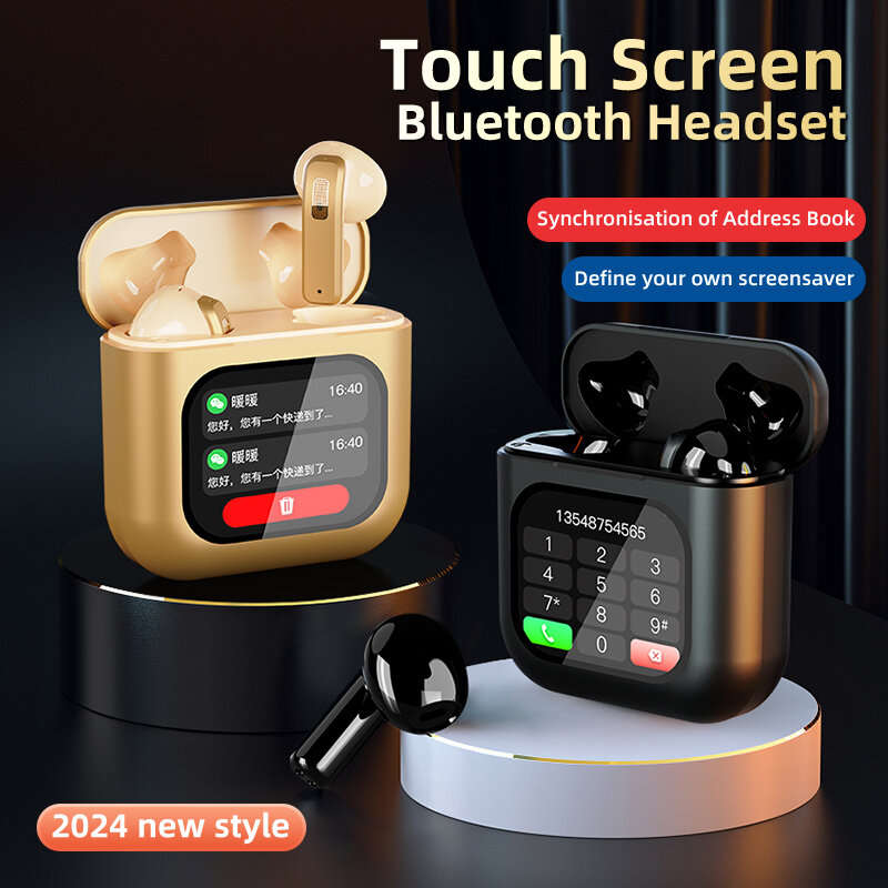 8GB RAM - K1 TWS bluetooth Earphone LCD Touch Screen Earbuds 8G Memory ENC HD Calls Low Latency Port