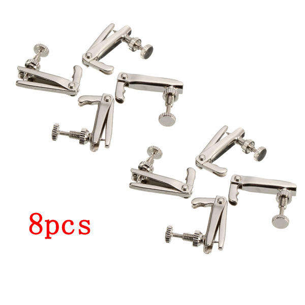 8 Pcs String Adjuster Sliver Copper Fine Tuner For 3/4-4/4 Violin