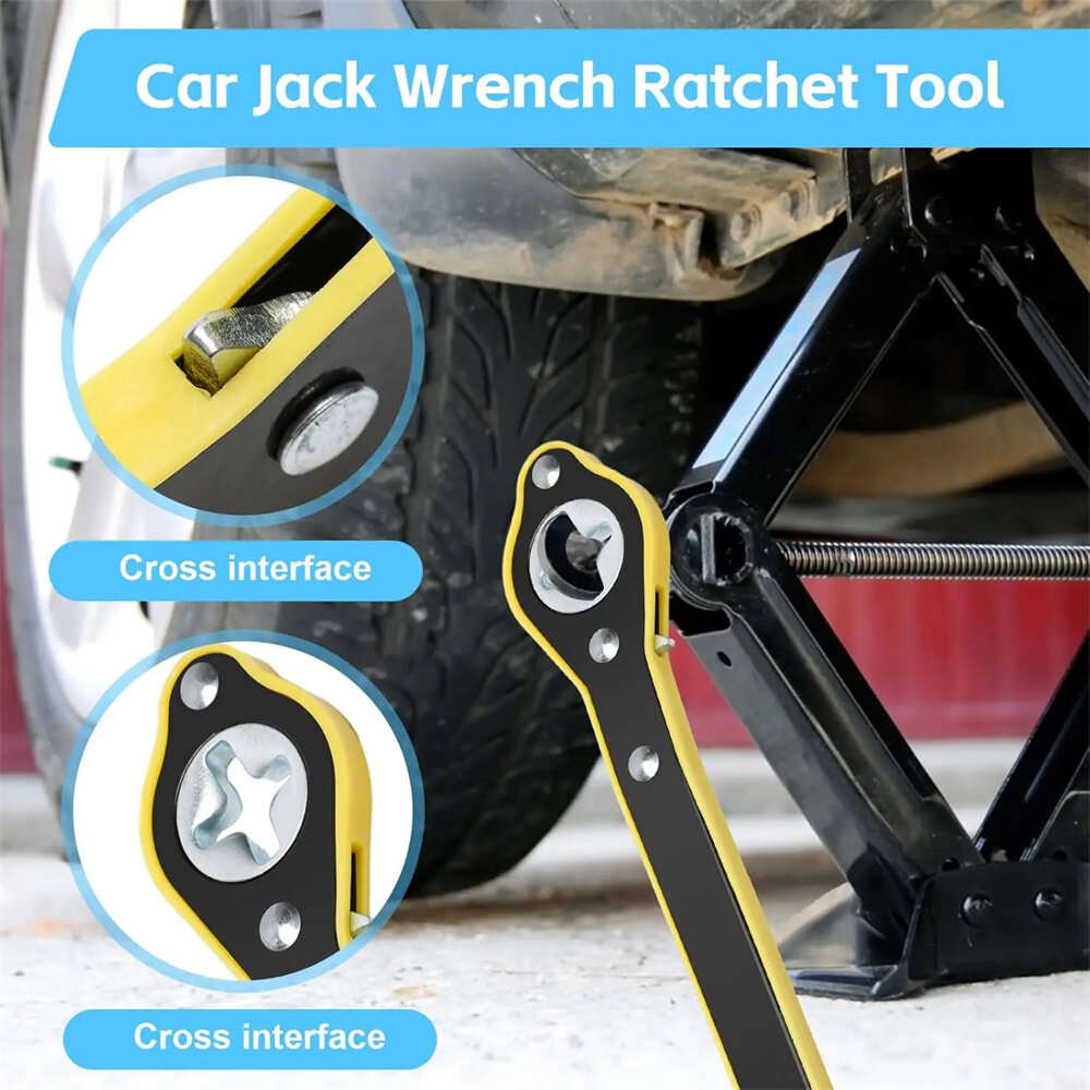 #A - Jack Ratchet Wrench Dual Interface Design High Strength Steel Anti Rust Portable Labor Saving T