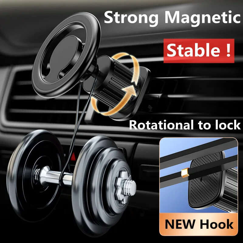 Silver-Rear Seat Mode - Mini Magnetic Car Phone Holder Stand 360 Rotary Support in Car for iPhone 15