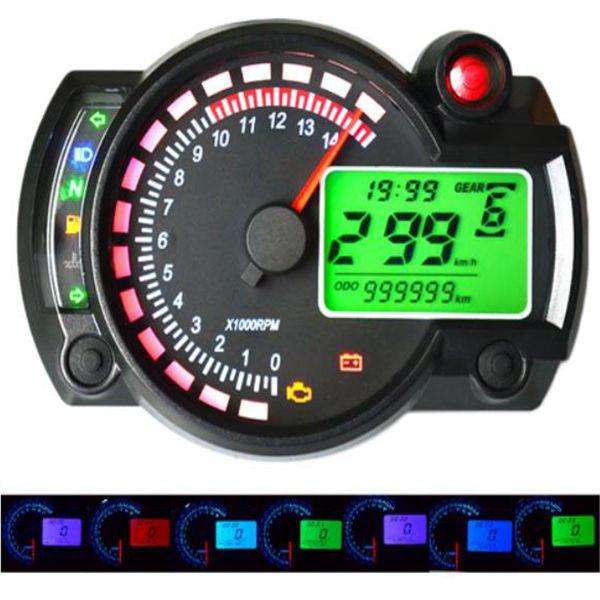 12V 15000Rpm Motorcycle Speedometer Odometer Adjustable Waterproof Lcd Digital