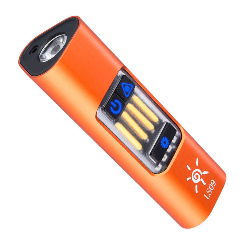 Black - Bikight Multifunctional Super Bright Flashlight LED+COB 1800mAh Type-C Rechargeable Red LEP