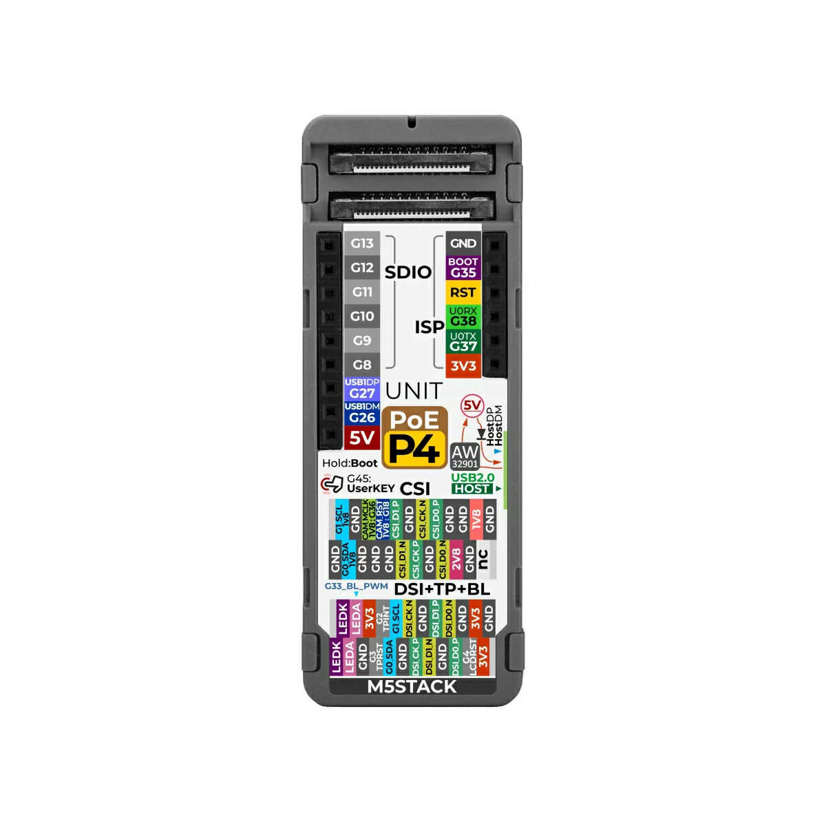 Black - M5Stack Unit PoE with ESP32-P4 Embedded Controller 16MB Flash 32MB PSRAM PoE Ethernet USB Ty
